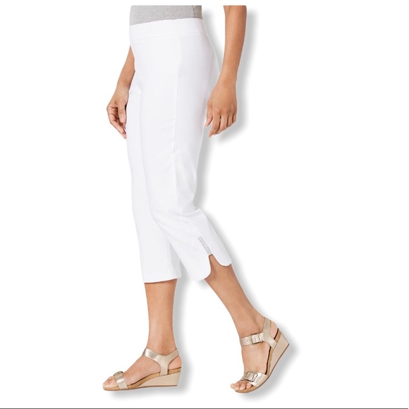 Jm Collection Petite Embellished-Hem Capris - Picture 2 of 5